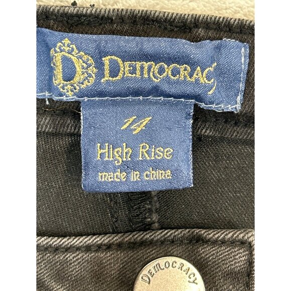 Democracy Jeans Womens 14 Black Denim High Rise Frayed Hem Jeweled - Picture 4 of 9